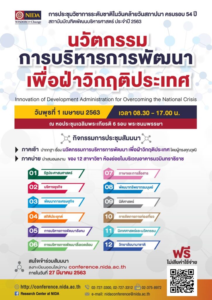 ประชุมวิชาการระดับชาติ ของสถาบันบัณฑิตพัฒนบริหารศาสตร์ ประจำปี 2563