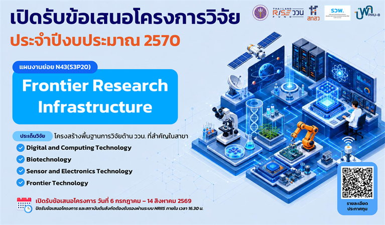 เปิดรับข้อเสนอโครงการวิจัย ประจำปีงบประมาณ 2570 แผนงานย่อย N43 (S3P20) Frontier Research Infrastructure