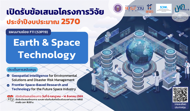 เปิดรับข้อเสนอโครงการวิจัย ประจำปีงบประมาณ 2570 แผนงานย่อย F11 (S3P19) Earth & Space Technology